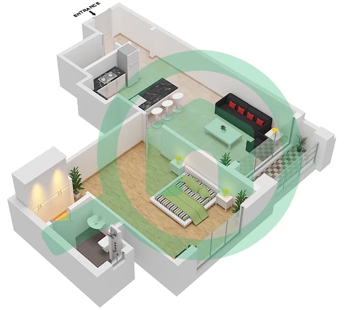 Испанский Андалузский - Апартамент 1 Спальня планировка Единица измерения 2 FLOOR 6-9 Floor 6-9 interactive3D