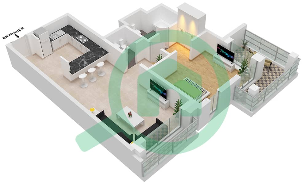 西班牙安达鲁西亚公寓 - 1 卧室公寓单位3 FLOOR 6-8戶型图 Floor 6-8 interactive3D