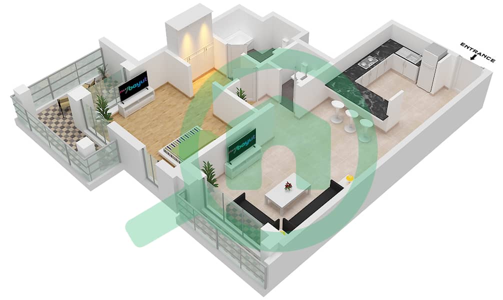 Испанский Андалузский - Апартамент 1 Спальня планировка Единица измерения 4 FLOOR 6-9 Floor 6-9 interactive3D