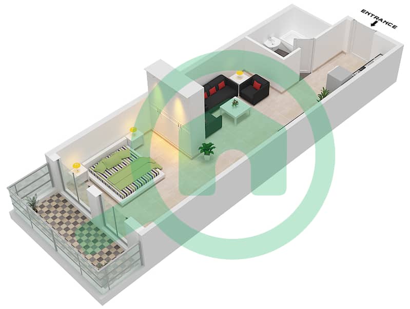 Испанский Андалузский - Апартамент Студия планировка Единица измерения 25 FLOOR 5 Floor 5 interactive3D