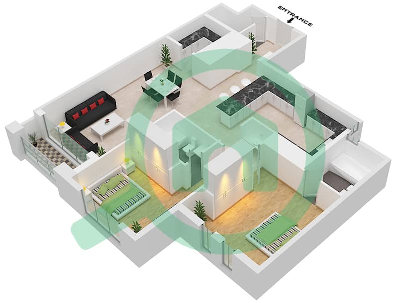 Испанский Андалузский - Апартамент 2 Cпальни планировка Единица измерения 8 FLOOR 6-8 Floor 6-8 interactive3D