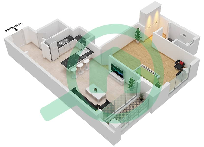 Spanish Tower - 1 Bedroom Apartment Unit 12 FLOOR 6-9 Floor plan Floor 6-9 interactive3D