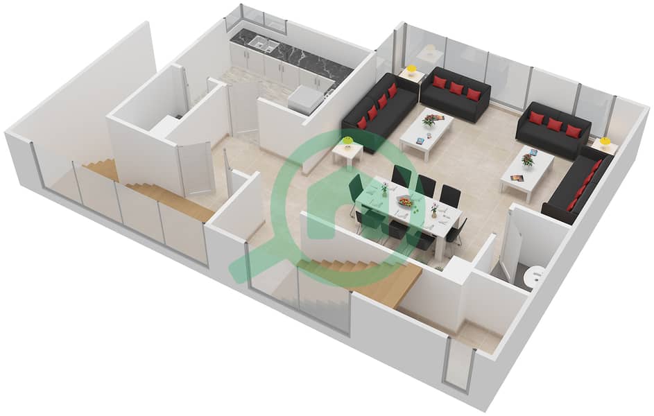 Венето - Таунхаус 3 Cпальни планировка Тип 3-M First Floor interactive3D
