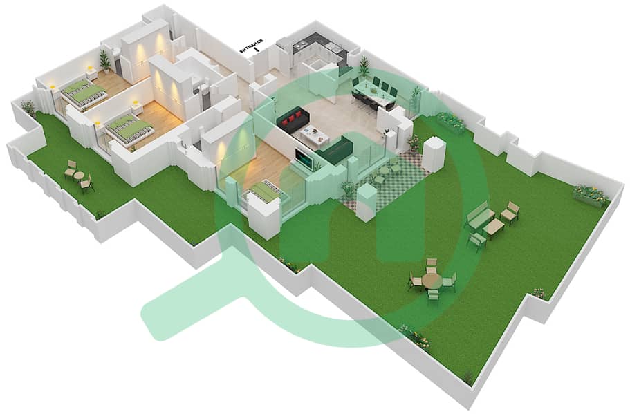 Miska 1 - 2 Bedroom Apartment Unit 5 GROUND FLOOR Floor plan interactive3D