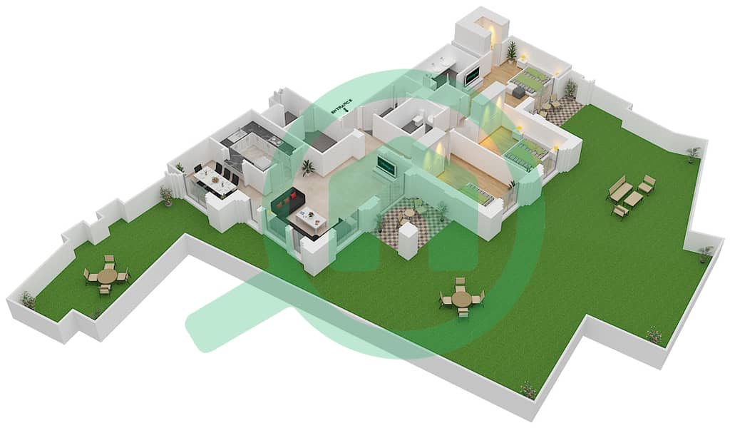 Miska 1 - 3 Bedroom Apartment Unit 4 GROUND FLOOR Floor plan Ground Floor interactive3D