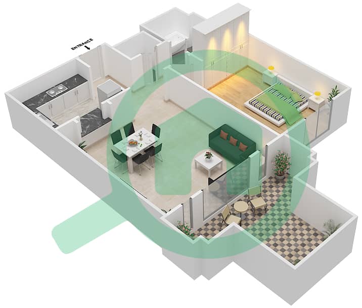 المخططات الطابقية لتصميم الوحدة 1 FLOOR 1 شقة 1 غرفة نوم - مسکة 4 Unit 1 
Floor 1 interactive3D