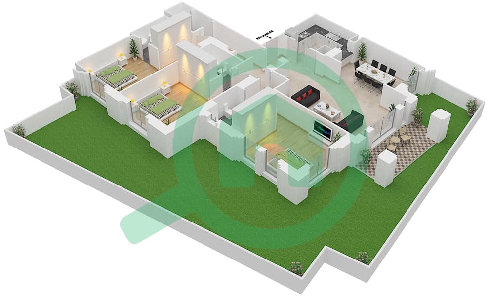 Floor plans for Unit 5 GROUND FLOOR 3-bedroom Apartments in Miska 4 | Bayut  Dubai