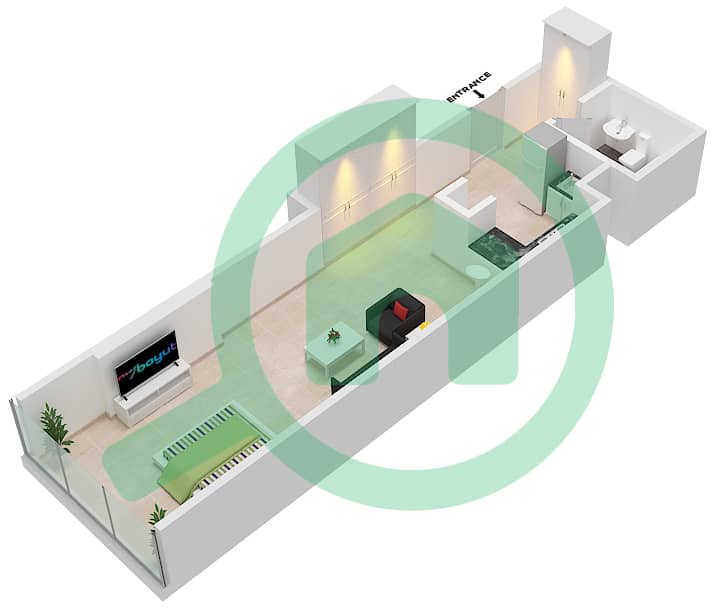 Spirit Tower - Studio Apartment Type/unit A/9 Floor plan Floor 10 interactive3D