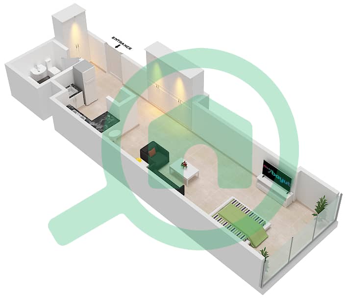 Spirit Tower - Studio Apartment Type/unit A/10 Floor plan Floor 10 interactive3D