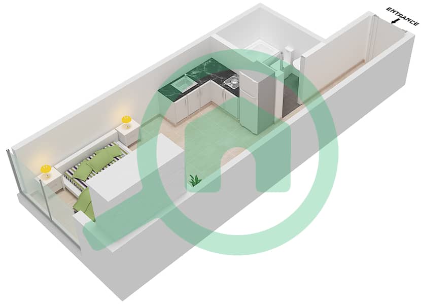 المخططات الطابقية لتصميم النموذج / الوحدة A/12 شقة استوديو - برج سبيريت Floor 10 interactive3D