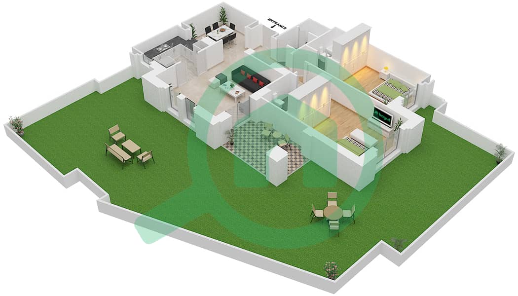 المخططات الطابقية لتصميم الوحدة 2 FLOOR 8 شقة 4 غرف نوم - مسکة 4 interactive3D