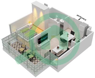 المخططات الطابقية لتصميم النموذج 3 شقة 1 غرفة نوم - جولف فيتا A