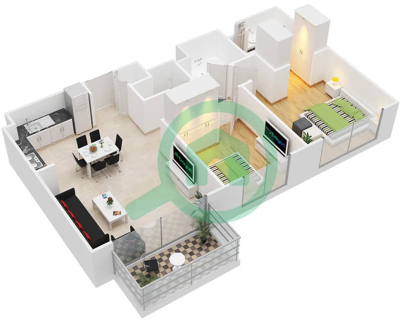 Park Ridge - 2 Bedroom Apartment Type/unit 2C/7-10,14-16,19-20 Floor plan 1-2,7-13,18-19,21,22 interactive3D