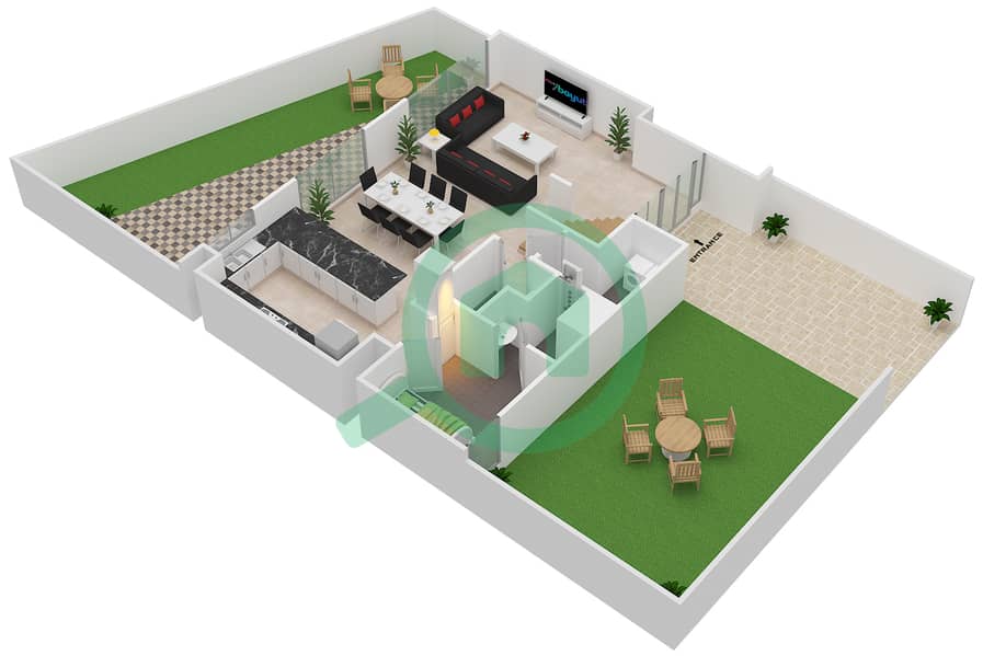 Парк Ридж - Таунхаус 3 Cпальни планировка Тип/мера C/16-19 Ground Floor interactive3D
