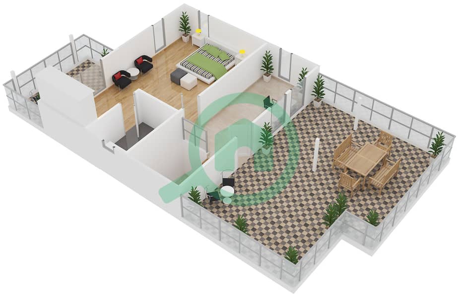 المخططات الطابقية لتصميم النموذج D فیلا 5 غرف نوم - فلل الريف Second Floor interactive3D