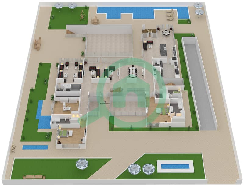 المخططات الطابقية لتصميم النموذج 2 MODERN فیلا 7 غرف نوم - دبي هيلز غروف Ground Floor interactive3D
