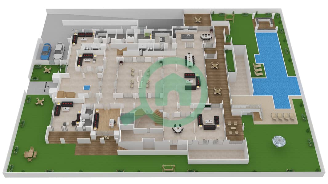 المخططات الطابقية لتصميم النموذج 4 MEDITERRANEAN فیلا 8 غرف نوم - دبي هيلز غروف Ground Floor interactive3D