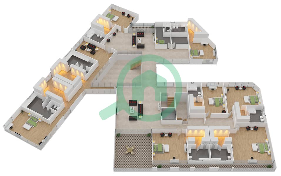 Dubai Hills Grove - 9 Bedroom Villa Type 5 MODERN Floor plan Upper Floor interactive3D
