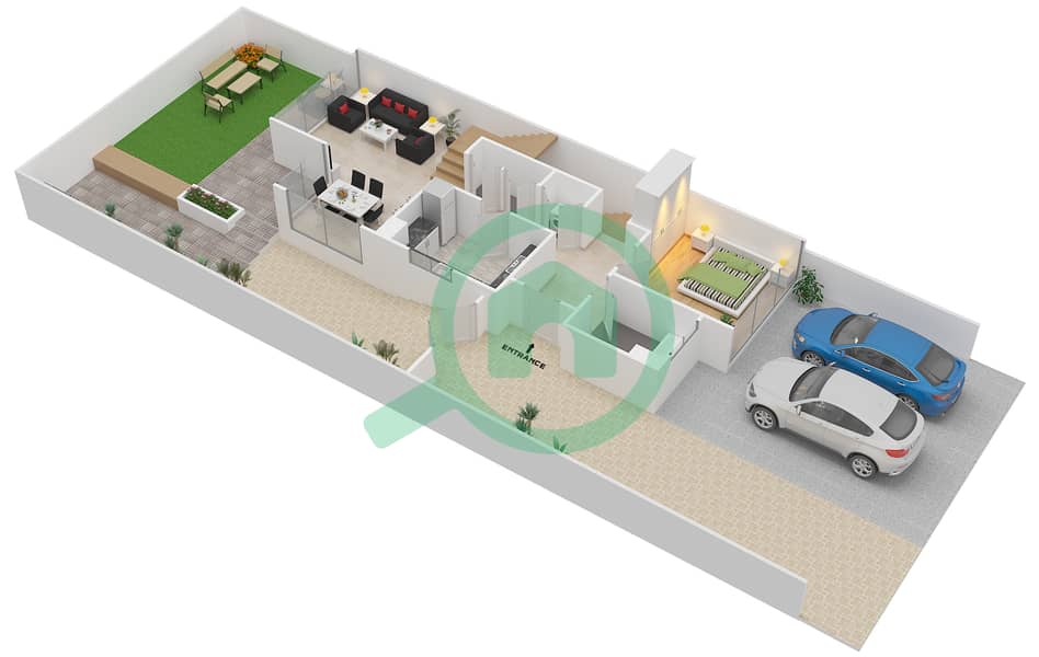 Trump Estates - 4 Bedroom Townhouse Type TH-T2-A Floor plan Ground Floor interactive3D