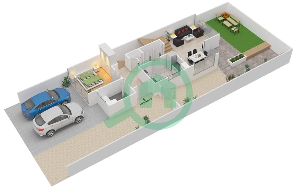 Trump Estates - 4 Bedroom Townhouse Type TH-T2-B Floor plan Ground Floor interactive3D