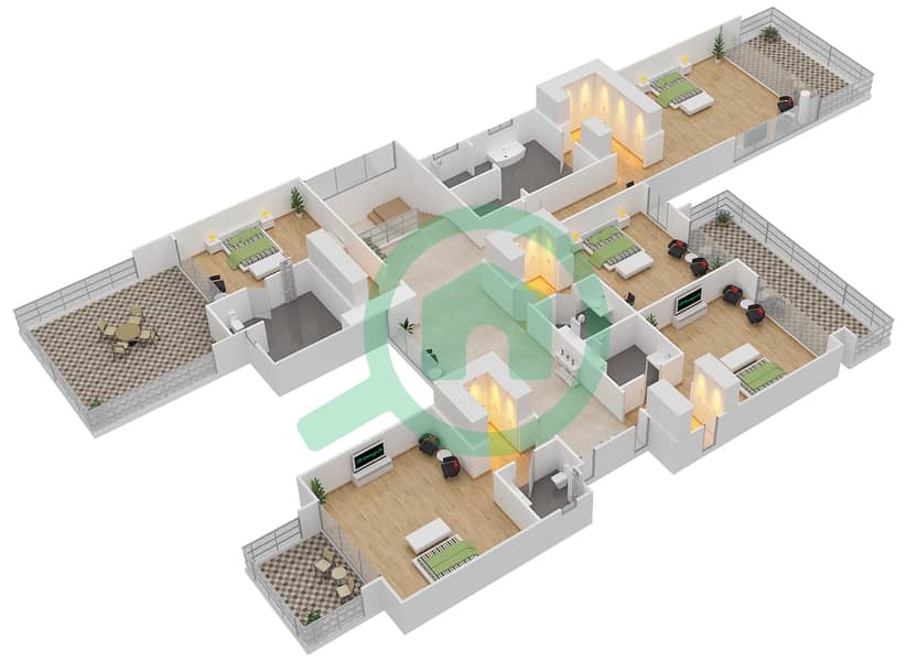 Trump Estates - 6 Bedroom Villa Type IMPERIAL VD-2-TG Floor plan First Floor interactive3D