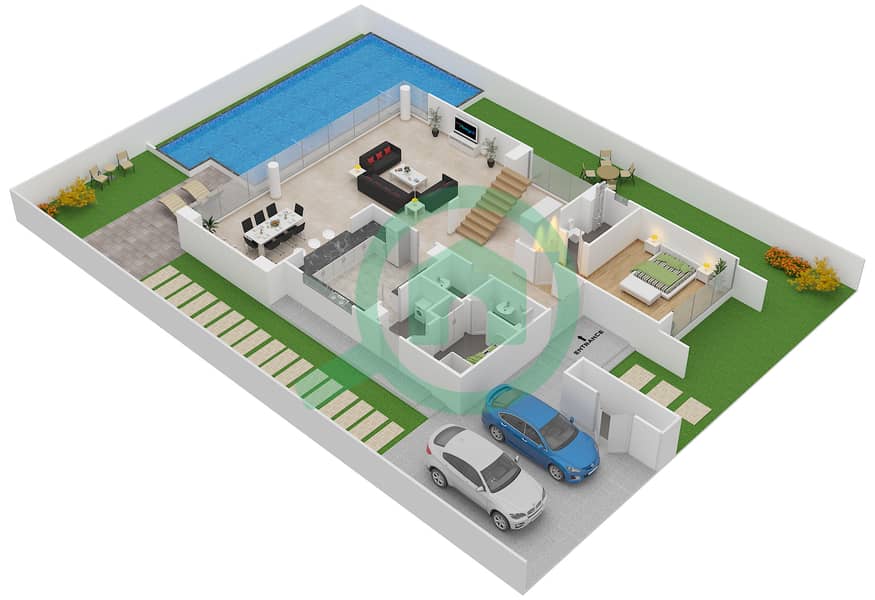 Trump Estates - 5 Bedroom Villa Type V 3-T Floor plan Ground Floor interactive3D