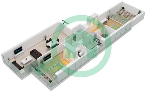 المخططات الطابقية لتصميم الوحدة A03-FLOOR 4 شقة 2 غرفة نوم - بيلافيستا