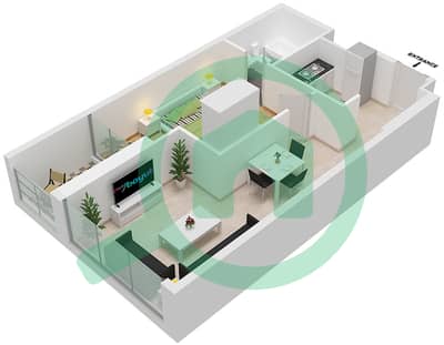 المخططات الطابقية لتصميم الوحدة A11-FLOOR 4-6,8,11,21,25, شقة 1 غرفة نوم - بيلافيستا