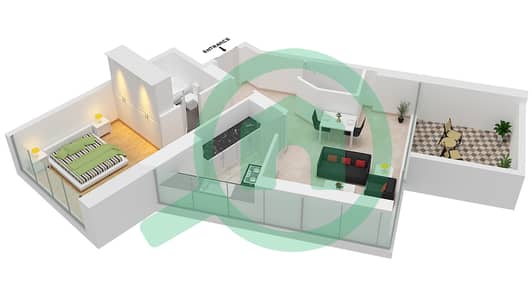 المخططات الطابقية لتصميم الوحدة A15-FLOOR 4 شقة 1 غرفة نوم - بيلافيستا