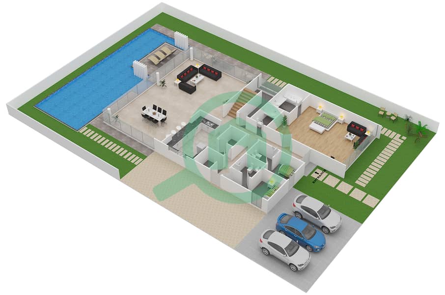 Trump Estates - 5 Bedroom Villa Type V 5-T Floor plan Ground Floor interactive3D