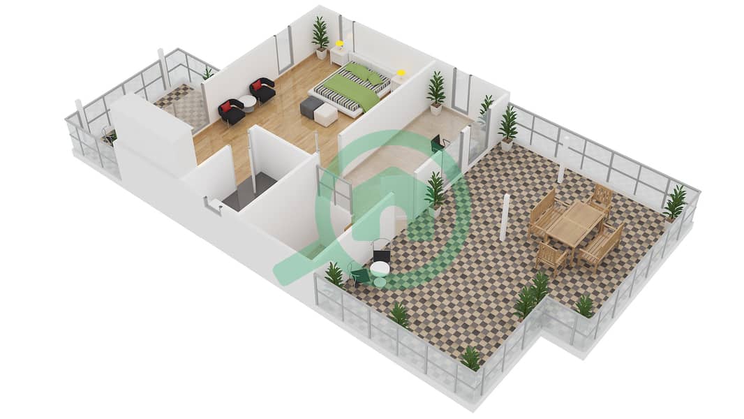 现代风格别墅区 - 5 卧室别墅类型D戶型图 Second Floor interactive3D