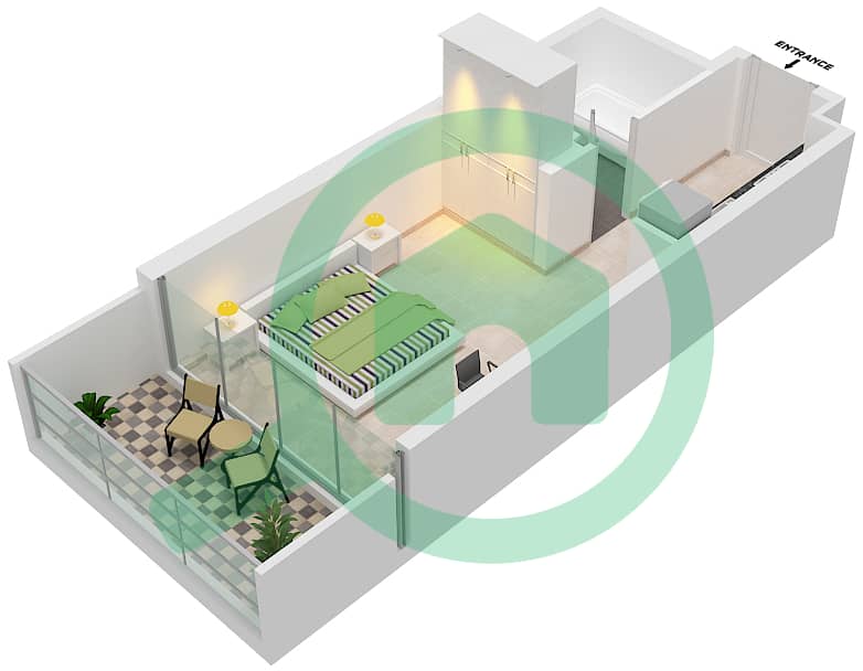 Bellavista - Studio Apartment Unit A07-FLOOR 4-31 Floor plan Floor 4-31 interactive3D