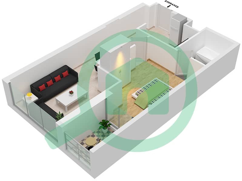 Bellavista - 1 Bedroom Apartment Unit A12-FLOOR 4-6,8,11,21,25, Floor plan Floor 4-6,8,11,21,25,29-33 interactive3D