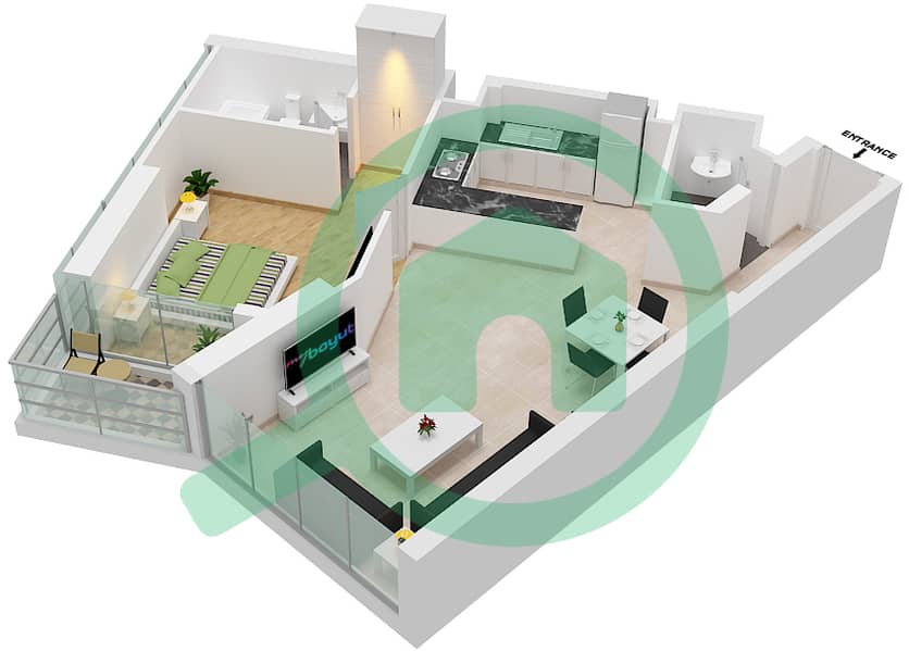 المخططات الطابقية لتصميم الوحدة A14-FLOOR 4-29 شقة 1 غرفة نوم - بيلافيستا Floor 4-29 interactive3D