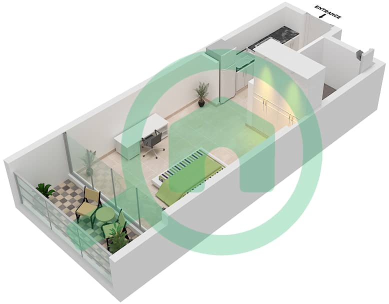 Bellavista - Studio Apartment Unit A02- FLOOR 5-31 Floor plan Floor 5-31 interactive3D