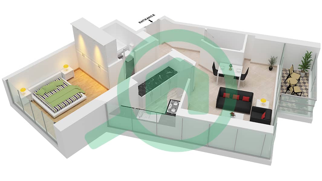 Bellavista - 1 Bedroom Apartment Unit A15- FLOOR 5-29 Floor plan Floor 5-29 interactive3D
