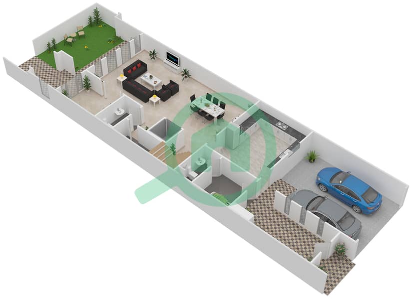 Mulberry 1 - 4 Bedroom Townhouse Unit D Floor plan Ground Floor interactive3D