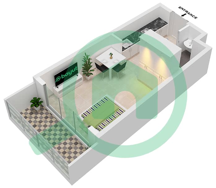 DAMAC Maison Bay's Edge -  Apartment Type B FLOOR 5--21 Floor plan Floor 5--21 interactive3D