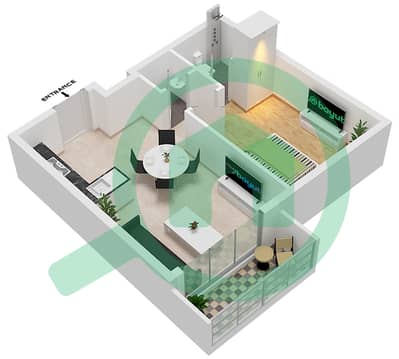 DAMAC Maison Bay's Edge - 1 Bedroom Apartment Type A FLOOR 5--21 Floor plan