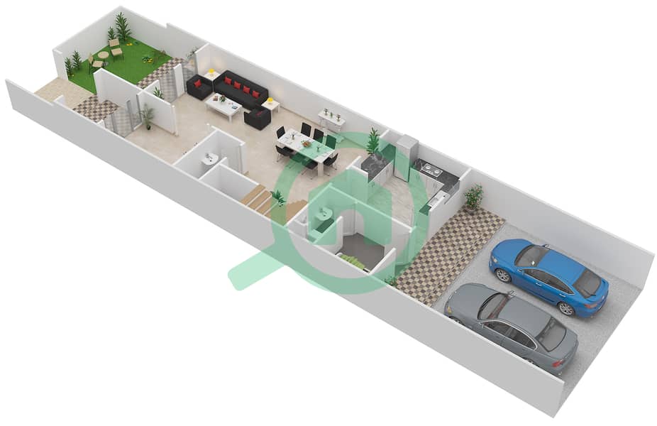 Mulberry 1 - 4 Bedroom Townhouse Unit B Floor plan Ground Floor interactive3D