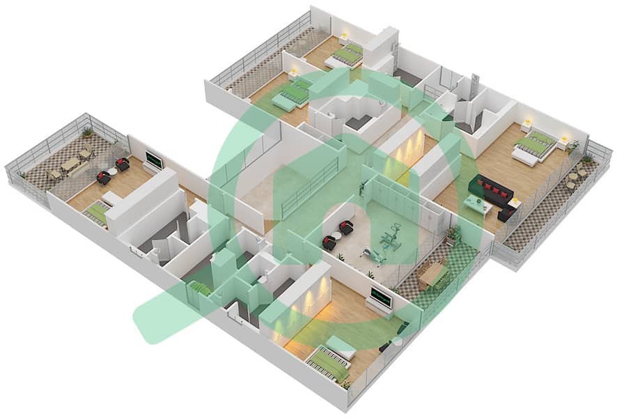Golf Place Terraces - 6 Bedroom Villa Type B1 Floor plan First Floor interactive3D