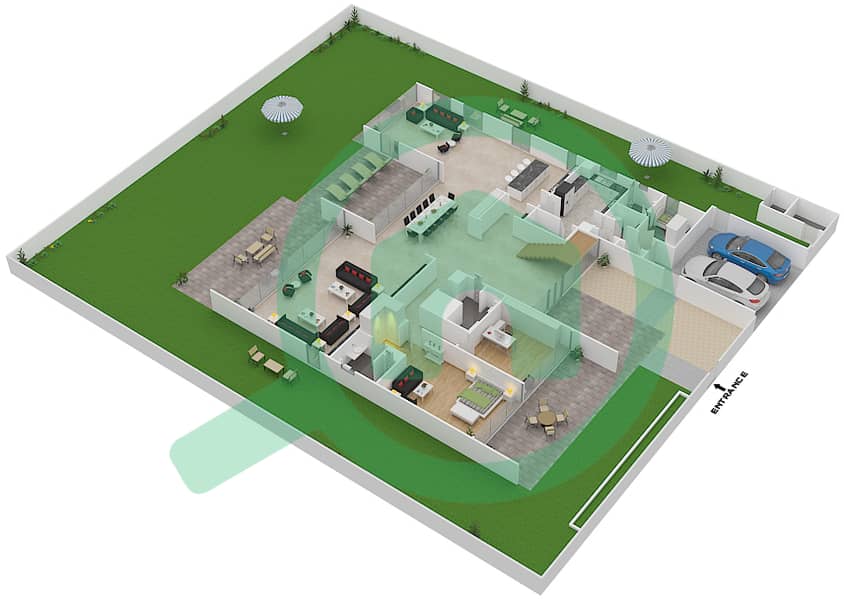 高尔夫广场 - 6 卧室别墅类型B3 ELEGANT戶型图 Ground Floor interactive3D