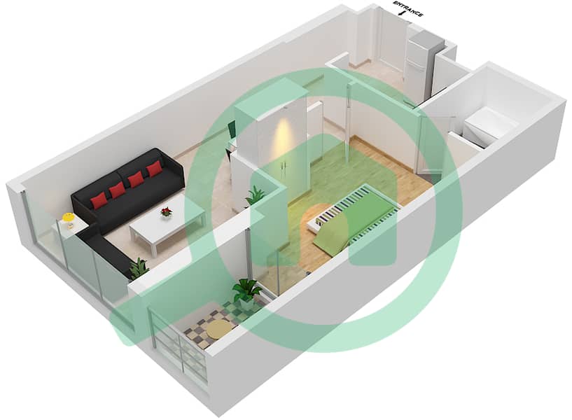 المخططات الطابقية لتصميم الوحدة A10-FLOOR 32,33 شقة 1 غرفة نوم - بيلافيستا Floor 32,33 interactive3D