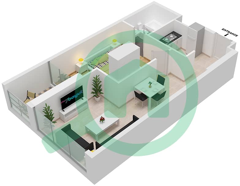 Bellavista - 1 Bedroom Apartment Unit A09-FLOOR 32,33 Floor plan Floor 32,33 interactive3D