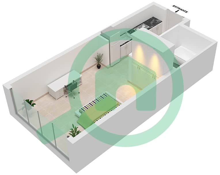 المخططات الطابقية لتصميم الوحدة A08-FLOOR 32,33 شقة استوديو - بيلافيستا Floor 32,33 interactive3D