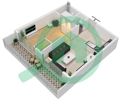 DAMAC Maison Bay's Edge - 1 Bedroom Apartment Type D FLOOR 5-21 Floor plan