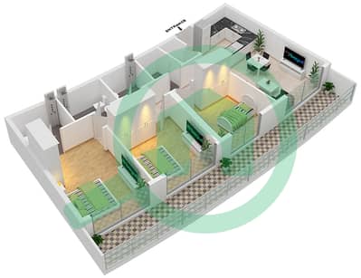 المخططات الطابقية لتصميم النموذج I  FLOOR 5-9 شقة 3 غرف نوم - داماك ميزون بايز إيدج