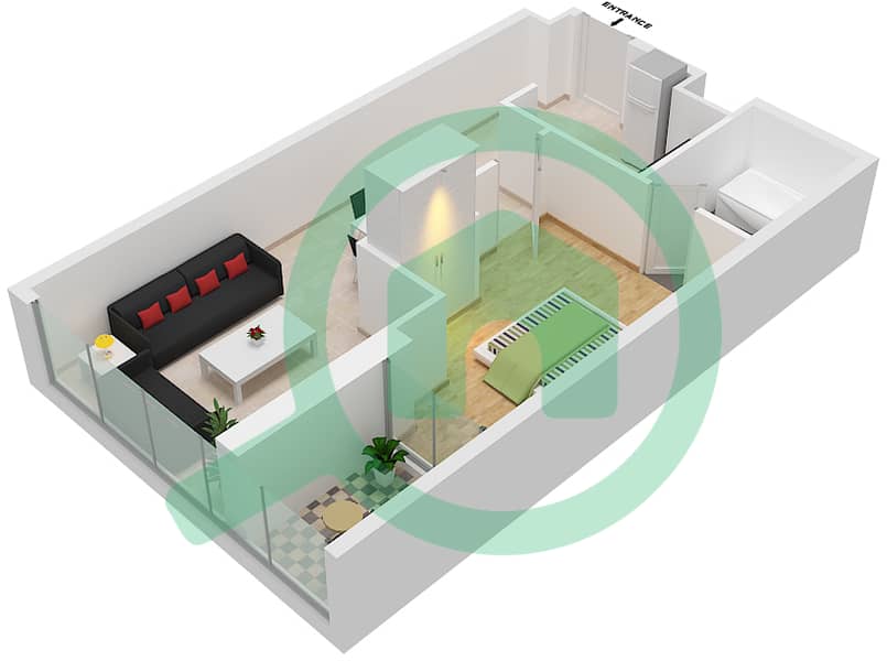 Bellavista - 1 Bedroom Apartment Unit B11-FLOOR 4-15,30,31 Floor plan Floor 4-15,30,31 interactive3D