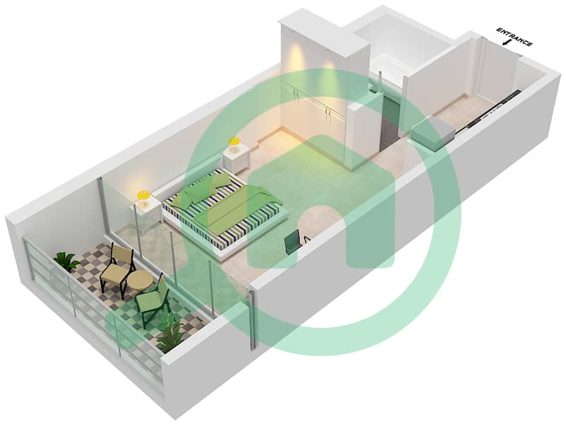 المخططات الطابقية لتصميم الوحدة B17-FLOOR 5-15 شقة استوديو - بيلافيستا Floor 5-15 interactive3D