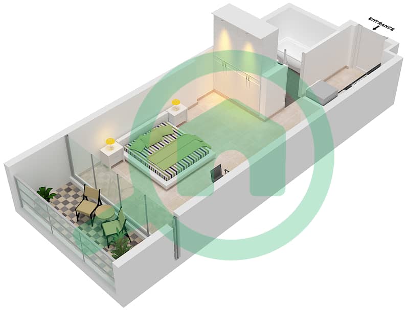 المخططات الطابقية لتصميم الوحدة B15-FLOOR 16-31 شقة استوديو - بيلافيستا Floor 16-31 interactive3D